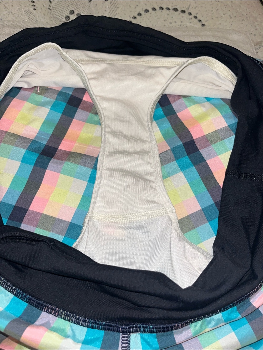Lululemon Pastel Plaid Athletic Shorts with Black Waistband Size 10 - Picture 2 of 7